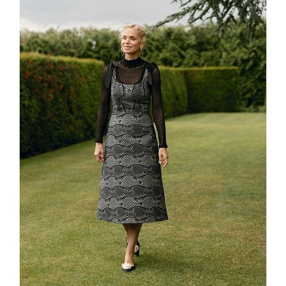 Antonio‎ Melani x Jennifer Sumko Size 12 Black Scroll Schwan Quilted Midi Dress - Picture 11 of 11